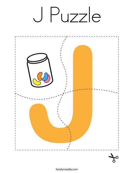 J Puzzle Coloring Page - Twisty Noodle Letter J Preschool, Alphabet School, Letter J Crafts, Letter J Activities, Abc Puzzle, J Craft, Alphabet Puzzles, Letter Tracing Worksheets, Holiday Lettering