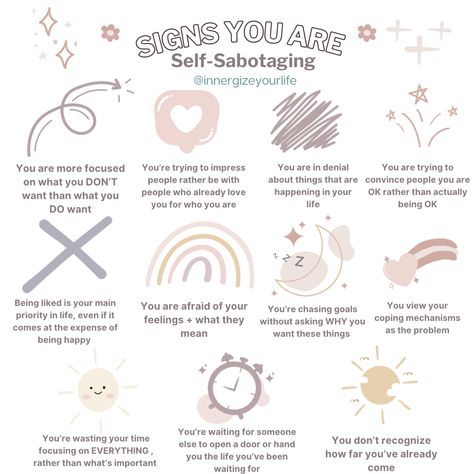 Self sabotage is often just a coping mechanism, a way to give ourselves what we need without having to actually address what that need is. To avoid the pain of this empty inner chasm inside us, we fill this empty hole with consumerism, addictions, deflections, and endless distractions. Remember, breaking the cycle of self-sabotage takes time and effort. Be patient with yourself and celebrate each step forward, no matter how small. Overcoming self-sabotage is a journey of self-discovery and growt Cycle Of Self Sabotage, How To Stop Self Sabotaging Your Relationship, Shadow Work Self Sabotage, What Is Self Sabotage, Signs Of Self Sabotage, Self Sabotage Affirmations, How To Stop Self Sabotaging, Self Sabatoge Relationships, Avoidance Coping