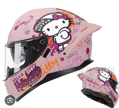 Hello Kitty Motorcycle Helmet, Hello Kitty Helmet, Hello Kitty Motorcycle, Pink Motorcycle Helmet, Hello Kitty Bike, Hello Kitty Lego, Offroad Motorcycle, Pink Motorcycle, Biker Helmets