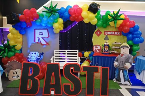 Customized Roblox backdrop, catering in Calamba City Laguna https://www.facebook.com/alingarlene.cater/ Roblox Backdrop, Roblox Themed Birthday Party, Balloon Creations, Birthday Party Backdrop, Balloon Backdrop, Party Backdrop, Themed Birthday Party, Backdrops For Parties, Themed Party