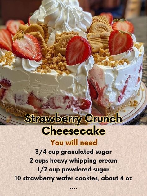 Strawberry Crunch Cheesecake, Pineapple Dream, Crunch Cheesecake, Pineapple Dream Dessert, Dream Dessert, Cheesecake Bites Recipe, Strawberry Crunch, Baked Dessert, Cream Cookies