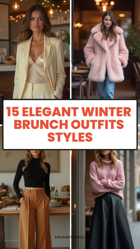 15 Elegant Winter Brunch Outfits Styles Winter Bridal Brunch Outfit, Winter Birthday Brunch Outfit, Christmas Brunch Outfit Ideas, Brunch Outfit Ideas Winter, Brunch Winter Outfit, Winter Brunch Outfits, Winter Dinner Outfit, Church Outfit Winter, Wedding Shower Brunch