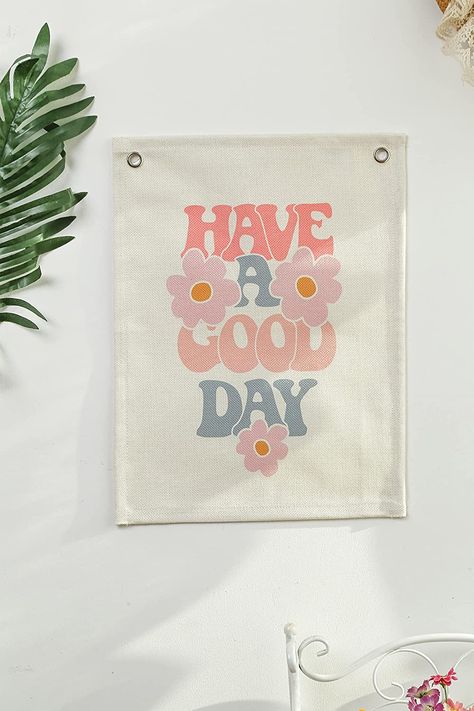 Good Day Aesthetic, Small Tapestry, Affirmation Wall, Flower Tapestry, Aesthetic Preppy, Bedroom Wall Hangings, Preppy Room, Have A Good Day, Positive Affirmation