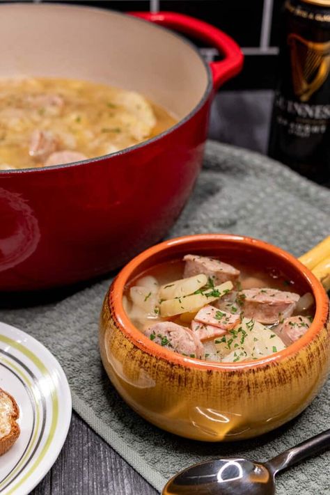 Dublin Coddle (Irish Sausage & Potato Stew) - The Night Owl Chef Irish Coddle Recipe Crock Pot, Irish Coddle Recipe, Irish Coddle, Dublin Coddle Recipe, Coddle Recipe, Irish Sausage, Dublin Coddle, Sausage Potato, Potato Stew