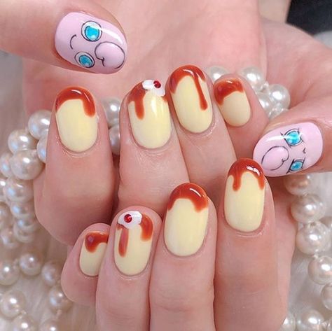 Pudding Nails, Comic Book Nails, Book Nails, Nails Pretty, Pretty Gel Nails, Really Cute Nails, Kawaii Nails, I Love Nails, Dream Nails