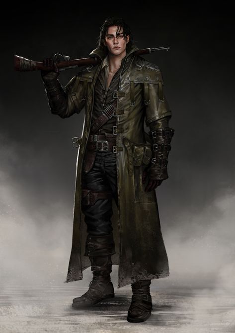 ArtStation - Hunter Vampire Hunter Costume Men, Witch Hunter Concept Art, Animal Hunter Character Design, Monster Hunter Outfit Male, Modern Cowboy Character Art, Hunt Showdown Monsters, Vampire Hunter Outfit Male, Vampire Hunter Modern, Medieval Bounty Hunter