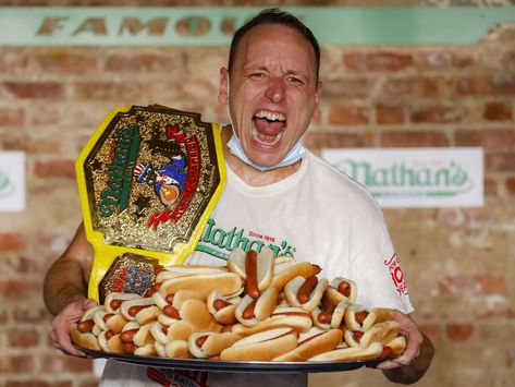 Joey Chestnut, Outdoor Stage, Beef Hot Dogs, Coney Island, Shortening, Dog Eating, Health Science, New Yorker, Chestnut