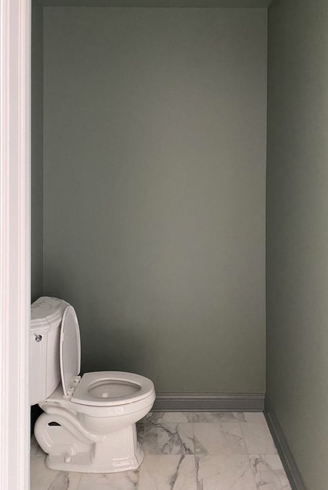 Creating A Moody Powder Bathroom: Progress Photos & A Mini Reveal! - Powder Room Pedestal Sink Ideas, Green Powder Bathroom, Dark Walls Bathroom, Moody Powder Bathroom, Dark Moody Powder Room, Bathroom For Guests, Pedestal Sink Ideas, Powder Room Pedestal Sink, Moody Powder Room