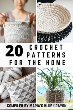 Check out this collection of sleek, modern crochet home decor patterns. Ranging from projects made for living areas to the kitchen, you are sure to find your next crochet idea! #crochethomedecor #crochetpatterns Crochet Home Decor Patterns, Crochet Room Decor, Crochet Room, Home Decor Patterns, Modern Haken, Blue Crayon, Modern Crochet Patterns, Crochet Basket Pattern, Inspire Me Home Decor