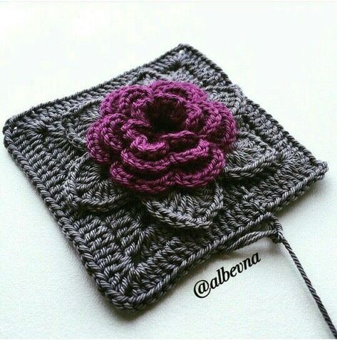 Crochet Flower Granny Square Pattern, Crochet Flower Squares, Crochet Square Blanket, شال كروشيه, Gilet Crochet, Granny Square Crochet Patterns Free, Crochet Coaster Pattern, Crochet Motif Patterns, Crochet Hexagon