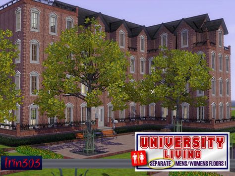 Upper Classmen Dormitory A Sims 4 College, Sims 3 Cc Finds, College Living, Sims 4 House Building, Sims House Plans, Sims Community, Sims 4 Houses, Sims House, Stone House