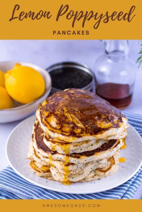 Beltane Recipes, Poppyseed Pancakes, Lemon Poppy Seed Pancakes, Poppy Seed Pancakes, Fried Butter, Lemon Poppyseed Pancakes, Greek Yogurt Pancakes, Wheat Pancakes, Pancakes From Scratch