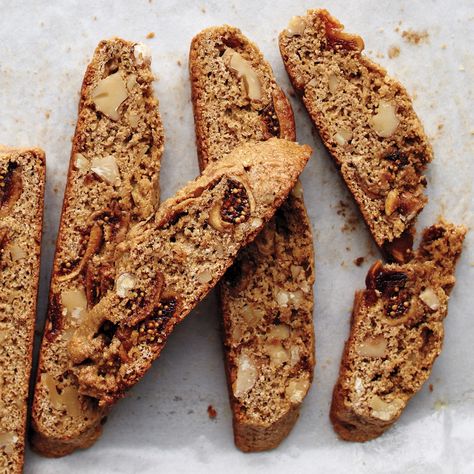 Fig and Walnut Biscotti Recipe | Martha Stewart Walnut Biscotti, Cranberry Pistachio Biscotti, Pistachio Biscotti, Cranberry Pistachio, Fig Recipes, Biscotti Cookies, Biscotti Recipe, Italian Cookies, Holiday Cookies