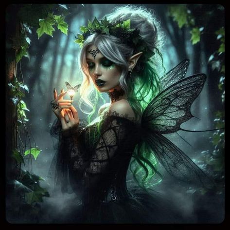 Fairy With Black Hair, Fae People, Dark Fey, Annie Stegg, Fairies Art, Pixie Costume, Rp Aesthetic, Caen France, Evil Princess