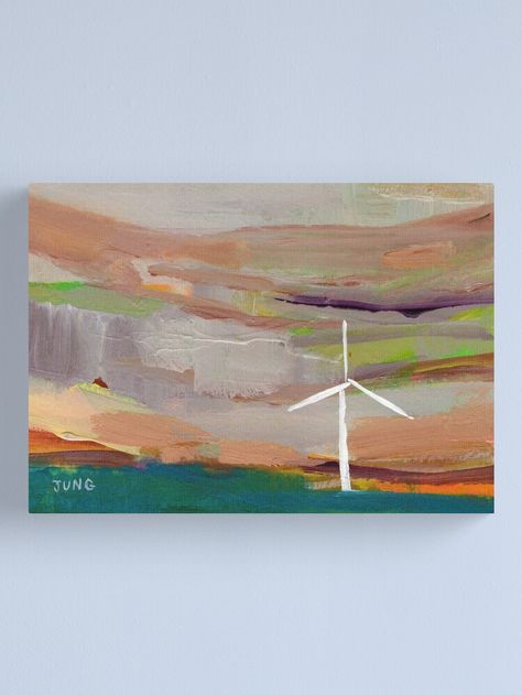 Wind Turbine Painting, Wind Turbine Art, Wind Turbines Art, Landscape Sketching, Farm Painting, Painting Abstract Landscape, Wind Mill, Wind Art, Farm Paintings