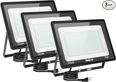 Sunkkes 3 Pack 300W LED Flood Light Outdoor, IP66 Waterproof with Plug, 6000K Daylight White Security Lights Outside Lamp, Exterior Floodlights Lighting for Yard Garden Patio House Parking Lot - Amazon.com Outside Lamp, Outside Lamps, House Parking, Patio House, Lights Outside, Variety Store, Flood Light, Security Lights, Flood Lights