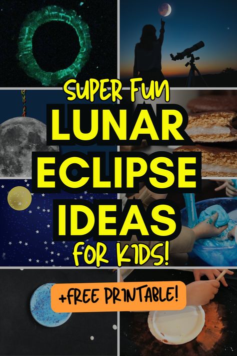 Lunar Eclipse Activities For Kids (FUN STEM LESSONS) - fun eclipse moon activities, moon crafts, lunar eclipse lesson ideas and so many fun kids activities to celebrate the moon and the lunar eclipse event! #eclipse #STEM #sciencelessons #eclipsecrafts #eclipselessons #mooncraft Eclipse Activities For Kids, Eclipse Crafts, Solar Eclipse Kids, Moon Lessons, Eclipse Activities, Astronomy Lessons, Solar Eclipse Activity, Stem Lessons, Moon Activities