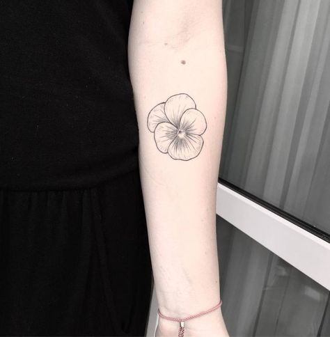 Pansy Tattoo by Mary Tereshchenko Pansy Tattoo, Violet Flower Tattoos, Botanical Tattoo Design, Violet Tattoo, Cream Tattoo, Flower Wrist Tattoos, Small Flower Tattoos, Bff Tattoos, Botanical Tattoo