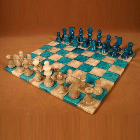 Alabaster Chess Set Epoxy Chess Board, Stone Chess Set, Chess Board Game, Chess Club, Chess Table, Vintage Board Games, Chess Players, Set Game, Chess Sets