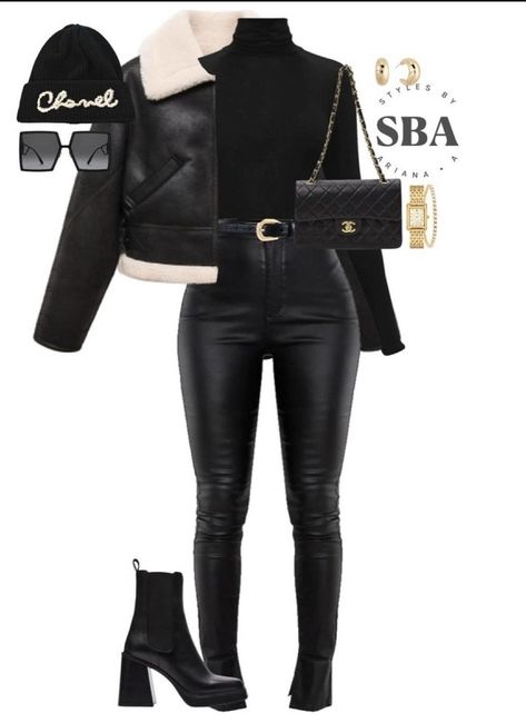 Winter Baddie Outfits Casual, Polyvore Outfits Baddie, Black Outfit Classy, Classy Jacket, Fit Checks, Modesty Outfits, Boujee Outfits, Winter Fashion Outfits Casual, Fall Styles