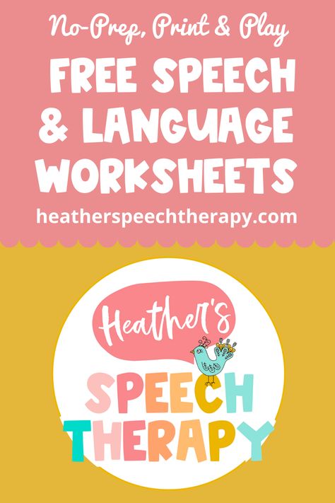 Free Worksheets – Heather's Speech Therapy Speech Therapy For Toddlers Printables, Speech Therapy Worksheets Free Printable, Free Speech Therapy Activities, Free Speech Therapy Printables, Speech Language Therapy Activities, Speech Therapy Activities Articulation, Speech Therapy Free, Speech Classroom, Speech Worksheets