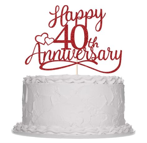 Sleyberoy Glitter 40th Anniversary Cake Toppers #party #partydecorations #decorations #anniversary #anniversaryparty #40thanniversary #ruby #rubyparty#partyidea #partydecorideas Happy 40 Anniversary, Birthday Party Decorations Red, 40th Anniversary Party Ideas, 40th Anniversary Cake, 40th Wedding Anniversary Party, Anniversary Topper, Happy 40, Ruby Cake, 40 Anniversary