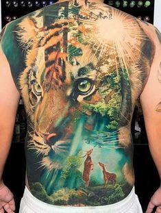 Colour Back Tattoo, Big Back Tattoo For Men, Full Back Tattoo For Men Ideas, Fullback Tattoo Design, Full Back Tattoo Ideas, Full Back Tattoos For Men, Female Sleeve Tattoo, Short Nail Trends, Full Back Tattoo