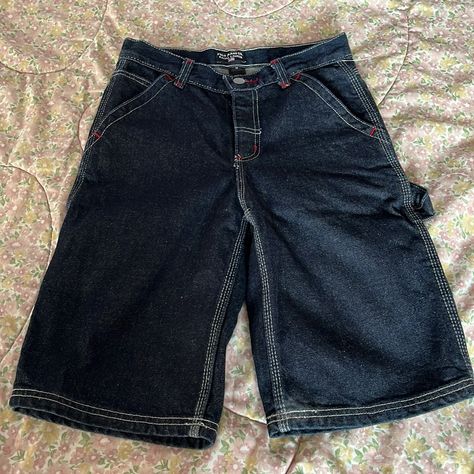 Polo Jeans By Ralph Lauren Boys Short Jeans Size: 10 Brand New 100% Cotton White Stitching Waist: 26” Total Length: 21.5” Emo Clothing Men, Guy Clothes, Emo Fits, Boy Jeans, 80s Outfit, Ralph Lauren Boys, Y2k Clothing, Polo Jeans, Short Jeans