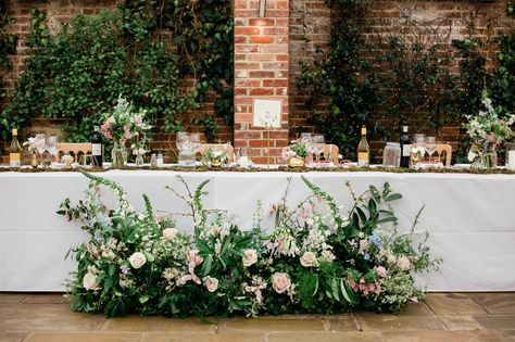 Wedding Top Table Flowers, Top Table Flowers, Wedding Top Table, Wedding Ceremony Decorations Outdoor, Heart Table, Head Table Wedding, Head Tables, August Wedding, Table Scape