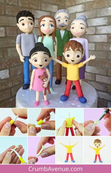 Fondant People Tutorial, Cricket Cake, Fondant People, Fondant Tips, Clay People, Cake Topper Tutorial, Gingerbread House Decorations, Dress Business, Modeling Paste