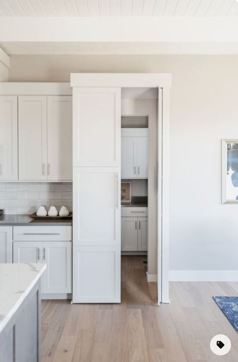 Shiplap Kitchen, Hidden Pantry, Kitchen Pantry Design, Butler Pantry, White Cabinetry, Kitchen Inspiration Design, Pantry Design, Updated Kitchen, Custom Cabinetry