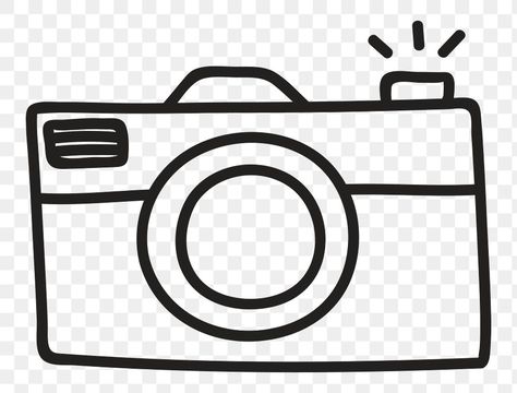 Camera Doodle Simple, Camera Line Art, Camera Drawing Simple, Doodle Black And White, Png Camera, Camera Doodle, Cartoon Camera, Sticker Transparent Background, Camera Png