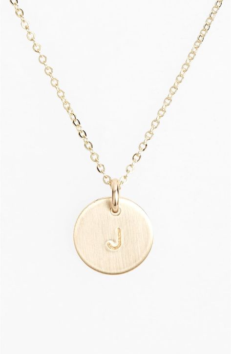 Nashelle 14k-Gold Fill Initial Mini Circle Necklace | Nordstrom Humble Beginnings, Delicate Chain, Disc Necklace, Circle Necklace, Initial Necklace, Cute Jewelry, Spring Rings, Hand Stamped, Bend