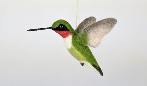 Just in time for Spring! Hummingbird video tutorial and free PDF pattern - The Needle Felter Felt Hummingbird Pattern, Needle Felted Hummingbird, Spring Needle Felting, Felt Hummingbird, Hummingbird Ornament, Erasable Markers, Free Pdf Pattern, Felt Sheets, Felting Tutorials