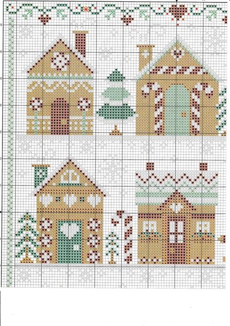 Counted Cross Stitch Patterns Free, Cross Stitch House, Xmas Cross Stitch, Winter Cross Stitch, Cross Stitch Christmas Ornaments, Stitch Pictures, Cross Stitch Needles, Cross Stitch Borders, Diy Cross Stitch