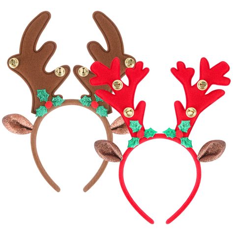 PRICES MAY VARY. Hand Wash Only 🦌【Cute Styles】Each headband is equipped with 4 bells, which can make a pleasant bell sound every time it shakes. It's lightweight for portable wear, and fit for any head size and age. 🦌【Adorable Headband】Children and adults can wear this adorable head hoop at Christmas parties to make you fashionable and to be the focus of the crowd, makes your Christmas day impressive and memorable. 🦌【Excellent Material 】These Christmas headbands are made by soft, felt-like fa Christmas Headdress, Big Headbands, Christmas Headwear, Deer Antlers Headband, Reindeer Ears, Glitter Reindeer, Antler Headband, Deer Horn, Glitter Headbands