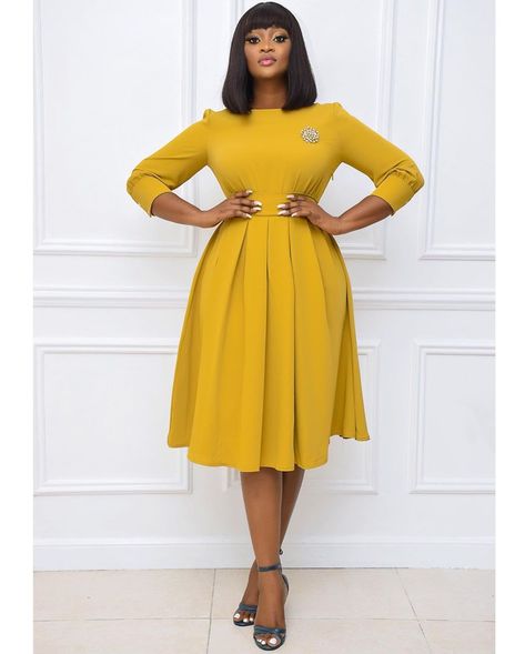 Office Gown, Corporate Gowns, Mustard Skirt, Corporate Dress, African Dresses For Kids, Short African Dresses, African Wear Dresses, African Print Dress Designs, Modest Dresses Casual