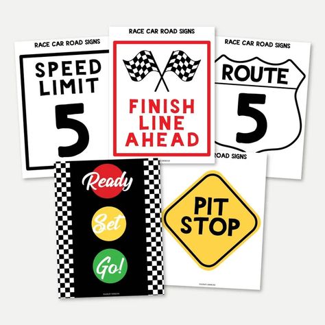 Race Car Birthday Party Road Signs Editable Racing Cars Party | Etsy Car Birthday Party, Boys Diy, Race Car Birthday Party, Cars Party, Race Car Party, Boy Diy, Race Car Birthday, Car Birthday, Cars Birthday Parties