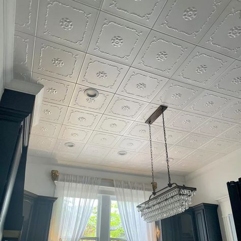 A La Maison Ceilings Bourbon Street 1.6 ft. x 1.6 ft. Polystyrene Glue-up Ceiling Tile & Reviews | Wayfair Plastic Ceiling Tiles, Ceiling Paper, Styrofoam Ceiling Tiles, Covering Popcorn Ceiling, Plastic Ceiling, Foam Glue, Decorative Ceiling Tile, Color Plain, Tile Covers