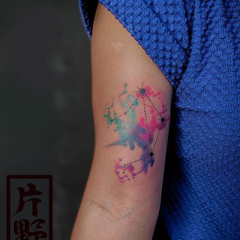 Watercolor Libra Constellation Tattoo by mystic34x Watercolor Libra Tattoo, Tattoo Designs Constellation, Watercolor Galaxy Tattoo, Libra Tattoos, Scorpio Constellation Tattoos, Libra Constellation Tattoo, Aquarius Constellation Tattoo, Lovers Tattoo, Faded Tattoo