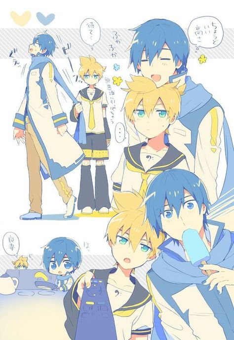 Kaito And Len, Len X Kaito, Len Y Rin, Vocaloid Len, Kaito Shion, Vocaloid Kaito, Kagamine Rin And Len, Vocaloid Characters, All Time Low