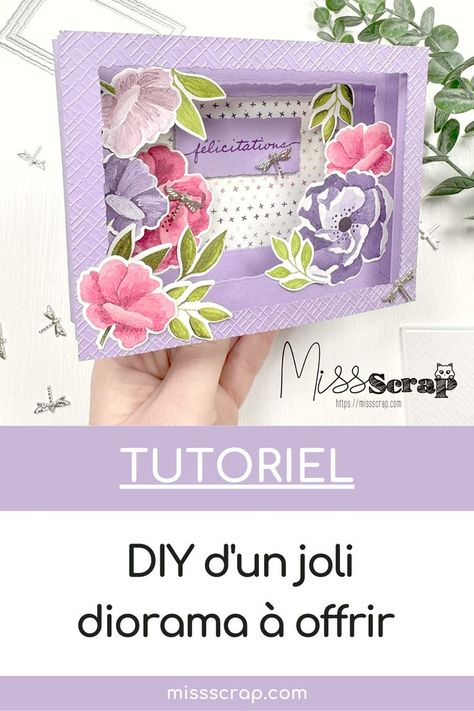 Apprendre à créer un joli DIY diorama à offrir pour toute occasion ? C'est facile maintenant grâce à ce tutoriel vidéo publié sur le blog ! Je te montre pas à pas comment faire, et quel matériel tu as besoin pour faire ce scrapbooking ludique et original ! Tutoriel réalisé avec des produits de la marque Stampin' Up! vendus sur ma boutique. Missscrap Cricut Carte, Scrapbooking Original, Diy Diorama, One Sheet Wonder, Stamping Up, Folded Cards, Photo Album, Pop Up, Stampin Up