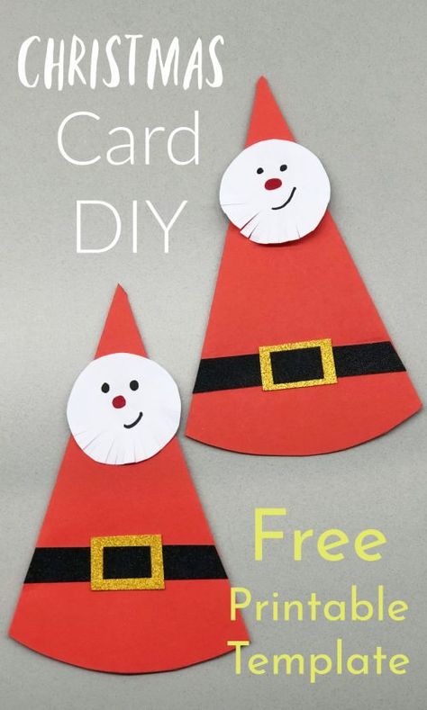 Easy DIY Santa Christmas Greeting Card with Free Printable Template Christmas Card Diy, Dollar Diy, Kids Holidays, Parenting Blogs, Santa Christmas Cards, Art Activities For Toddlers, Diy Santa, Christmas Cards Kids, Template Christmas