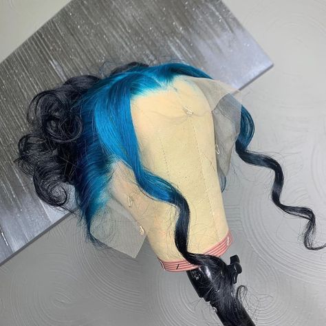 Hairriloves™ on Instagram: “What should we name her ?💙🖤| Would you rock this? | TAG A FRIEND WHO CAN PULL OFF THIS LOOK💞 FOLLOW @hairriloves @hairriloves  @hairriloves…” Ombre Lace, Blue Wig, Hair Tape, Black Ombre, Straight Lace Front Wigs, Peruvian Hair, Front Lace Wigs Human Hair, Frontal Wig, Ombre Color