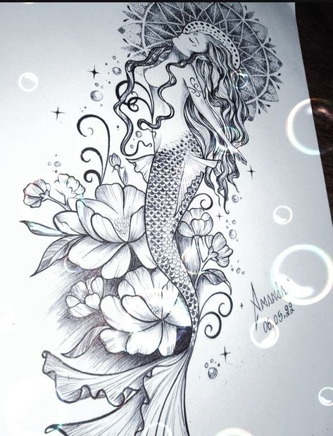 Mermaid Thigh Tattoo, Tatuaje Harley Quinn, Mermaid Sleeve Tattoos, Mandala Thigh Tattoo, Tatoo Dog, Word Tattoo Ideas, Side Thigh Tattoos, Mermaid Tattoo Designs, See Tattoo