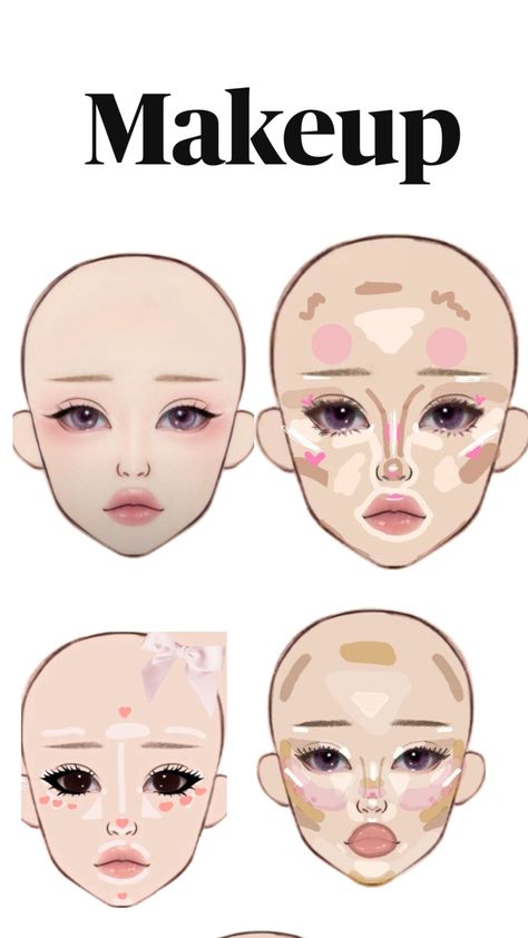 Makeup Placement Face, Makeup Placement, Makeup Routine Guide, Asian Makeup Tutorials, Korean Makeup Tips, Makeup Area, Makeup Drawing, Learn Makeup, Simple Makeup Tips