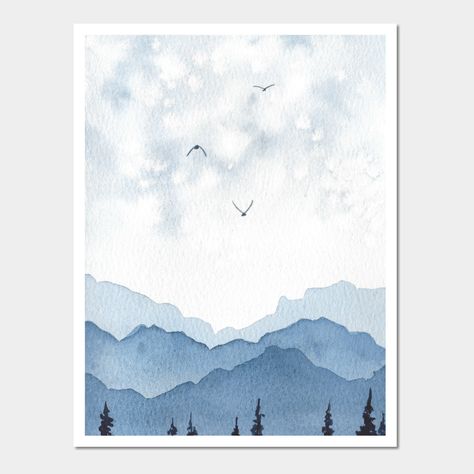 Watercolor mountains -- Choose from our vast selection of art prints and posters to match with your desired size to make the perfect print or poster. Pick your favorite: Movies, TV Shows, Art, and so much more! Available in mini, small, medium, large, and extra-large depending on the design. For men, women, and children. Perfect for decoration. Masculine Watercolor Paintings, Simple Mountain Watercolor, Watercolor Painting Cards, Easy Watercolor Mountains, Watercolor Cards For Men, Masculine Watercolor, Mini Watercolor Paintings, Art Deco Watercolor, Mountain Card