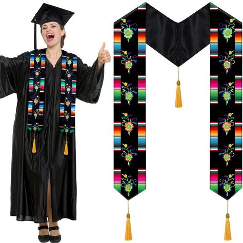 PRICES MAY VARY. Symbolic Accessory for Your Graduation: the package includes 1 piece of Mexican graduation sash, an exquisite accessory ready to add a distinctive touch to your graduation attire; The vibrancy of colors on this sash enhances visibility, making you stand out and adding a lively touch to your graduation gown Ideal Dimensions for a Comfortable Fit: this Mexican graduation stole is skillfully designed to provide a suitable fit for most people; Measuring approximately 36 inches/91 cm Mexican Grad Sash, Mexican Grad Stole, Mexico Graduation Sash, Mexican American Graduation Stole, Traditional Embroidered Graduation Stole, Graduation Attire, Graduation Sash, Graduation Gown, Branded Scarves