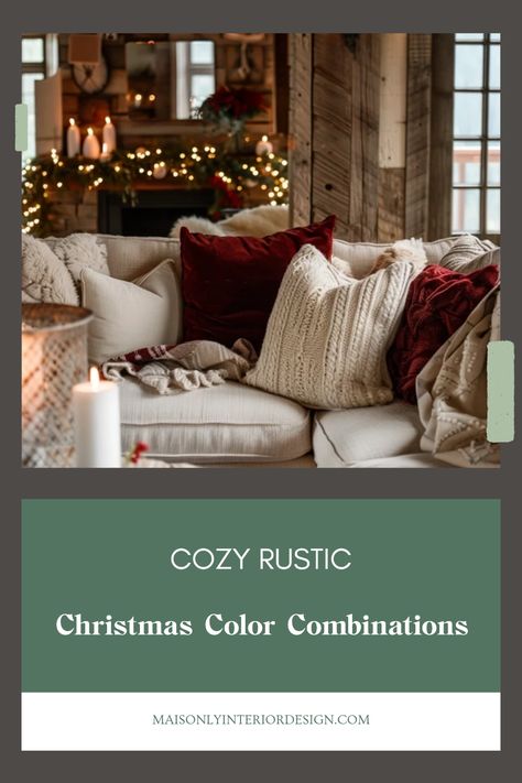 Get inspired this holiday season with these cozy rustic Christmas color combinations! From deep reds and greens to warm browns and golds, your home will radiate seasonal charm. Perfect for a farmhouse aesthetic, these palettes help to create a warm ambiance during chilly winter nights. Mix textures like burlap and plaid to complement these colors and enhance your festive decor. Invite a charming, rustic vibe that delights your guests and brings warmth to your holiday gatherings. Try these beautiful vintage-inspired hues! Theme Color Palettes, Christmas Color Combinations, Warm Browns, Farmhouse Aesthetic, Christmas Color, Simple Aesthetic, Theme Color, Festive Decor, Winter Nights