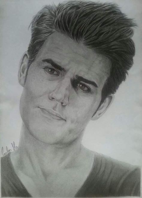 Stefan Salvatore Drawing, Vampire Drawings, Wolf Drawing, Stefan Salvatore, Damon Salvatore, Pretty Little Liars, Teen Wolf, Vampire Diaries, Pencil Drawings